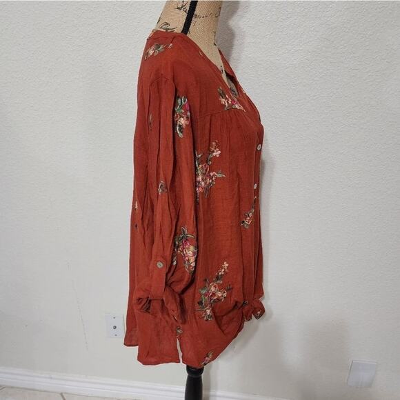 Anthropologie x fig & flower‎ embroidered floral button down shirt plus size 3X - Picture 2 of 8